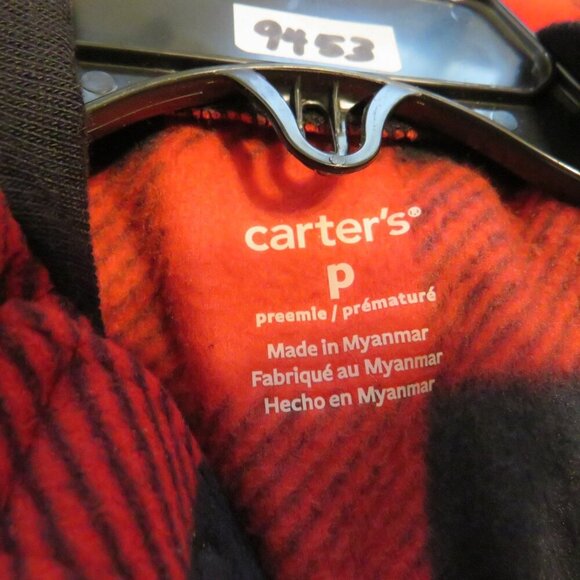 Baby Red & Black Buffalo Check zippered-footed bodysuit with fleece Polar Bear - Picture 5 of 7